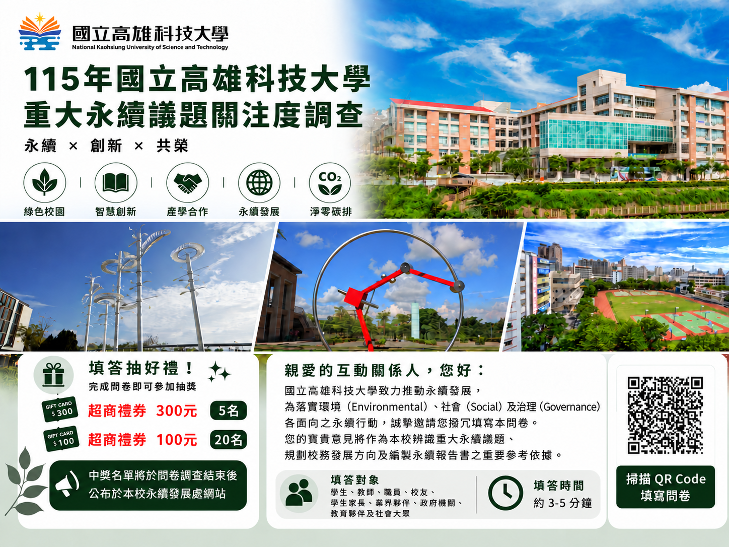 115年國立高雄科技大學重大永續議題調查